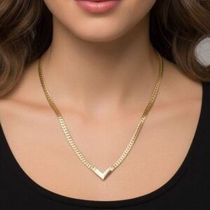 Vintage Gold Plated V Design Statement Necklace